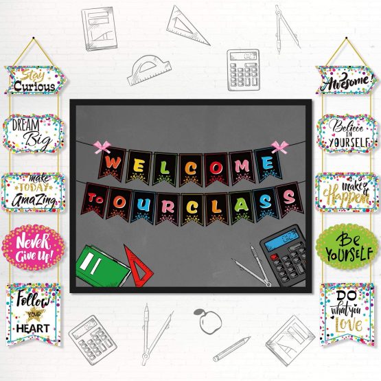 Classroom Decoration Banner Motivation Positive Porch Sign Confetti Positive Sayings Accents for Classroom Bulletin Board Decorations, Office, Home, Nursery Decoration - Image 2
