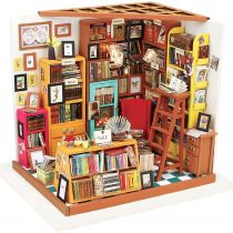 ROBOTIME DIY Dolls House Kit Wooden Library Model Kits Building, Book Nook Miniature Craft Kits, 1:24 Scale Book Store with Furniture and Accessories Educational Toys for Girls