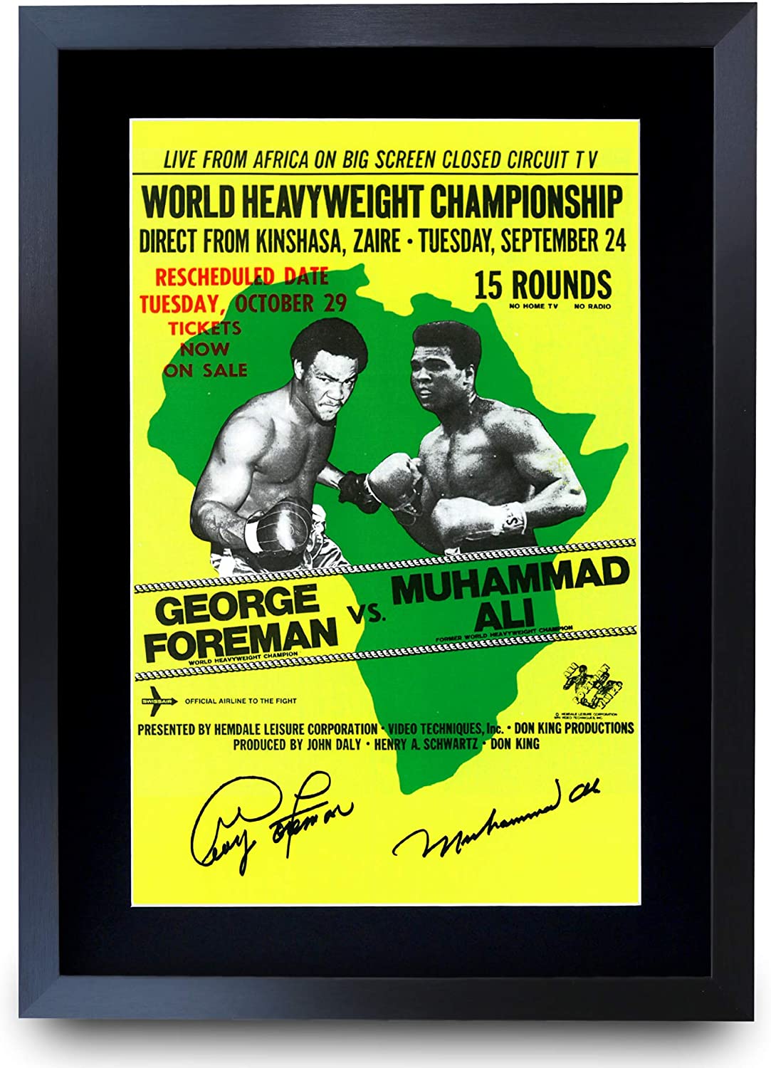 HWC Trading FR A3 George Foreman vs Muhammad Ali Rumble in the Jungle Gifts Printed Signed Autograph Poster for Boxer Memorabilia Fans