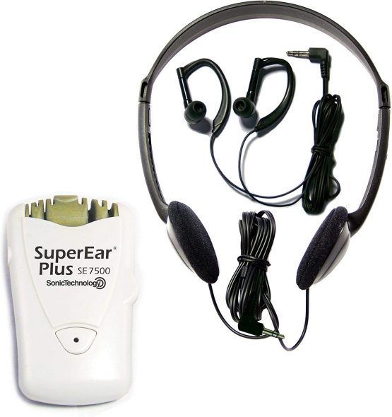 Sonic SuperEar Plus SE7500 Personal Sound Amplifier with Case, Headphones and Discreet Earbuds