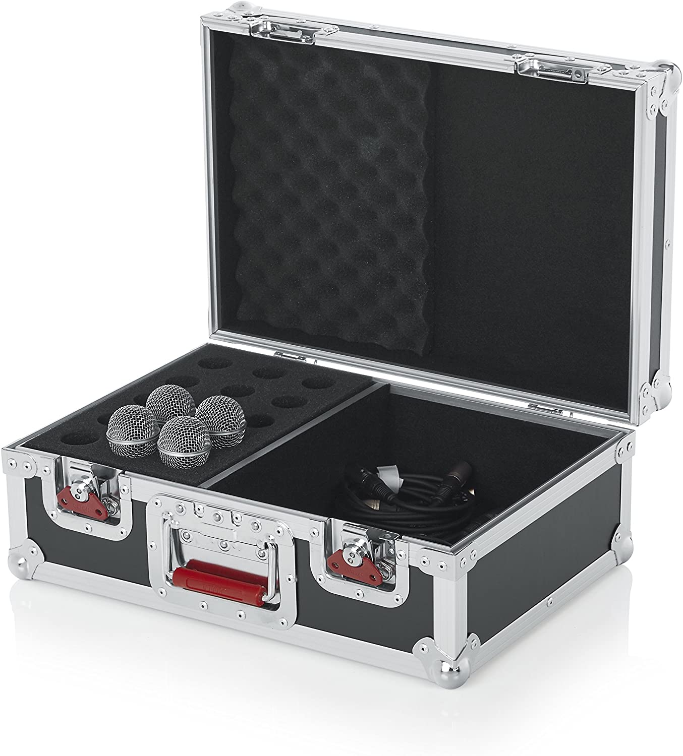 Gator Cases G-TOUR Road Case with Foam Drops for (15) Wired Microphones & Accessory Storage (G-TOUR M15), Black