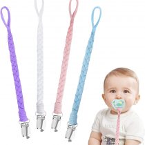 Pacifier Clips Cotton Teether Soother Chain Braided Dummy Clips for Baby Infant Toddler 4 Pack #7
