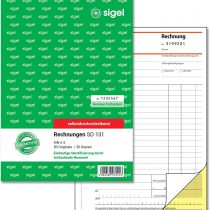 Sigel SD131 Invoices with Consecutive Numbering 1st and 2nd Printed sheets, non carbon duplicating pages, A 5 2 x 50 BL