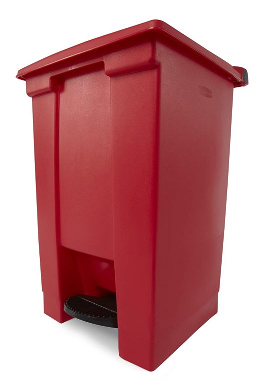 Rubbermaid Commercial Products FG614400RED, 12 gal HDPE Step On Trash Can - Red - Image 2