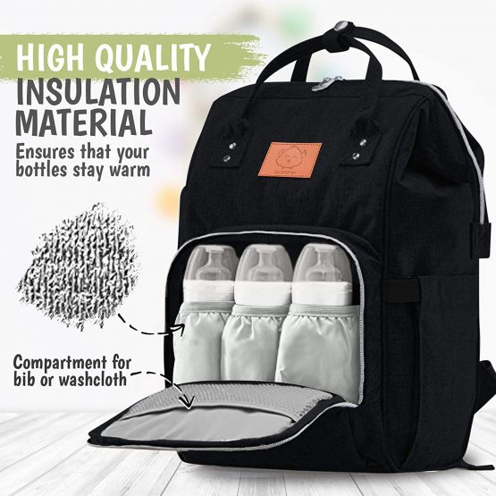 Baby Diaper Bag Backpack - Multi-Function Waterproof Travel Baby Bags for Mom, Dad, Men, Women - Large Maternity Nappy Bags - Durable, Stylish - Diaper Mat Included (Trendy Black) - Image 2