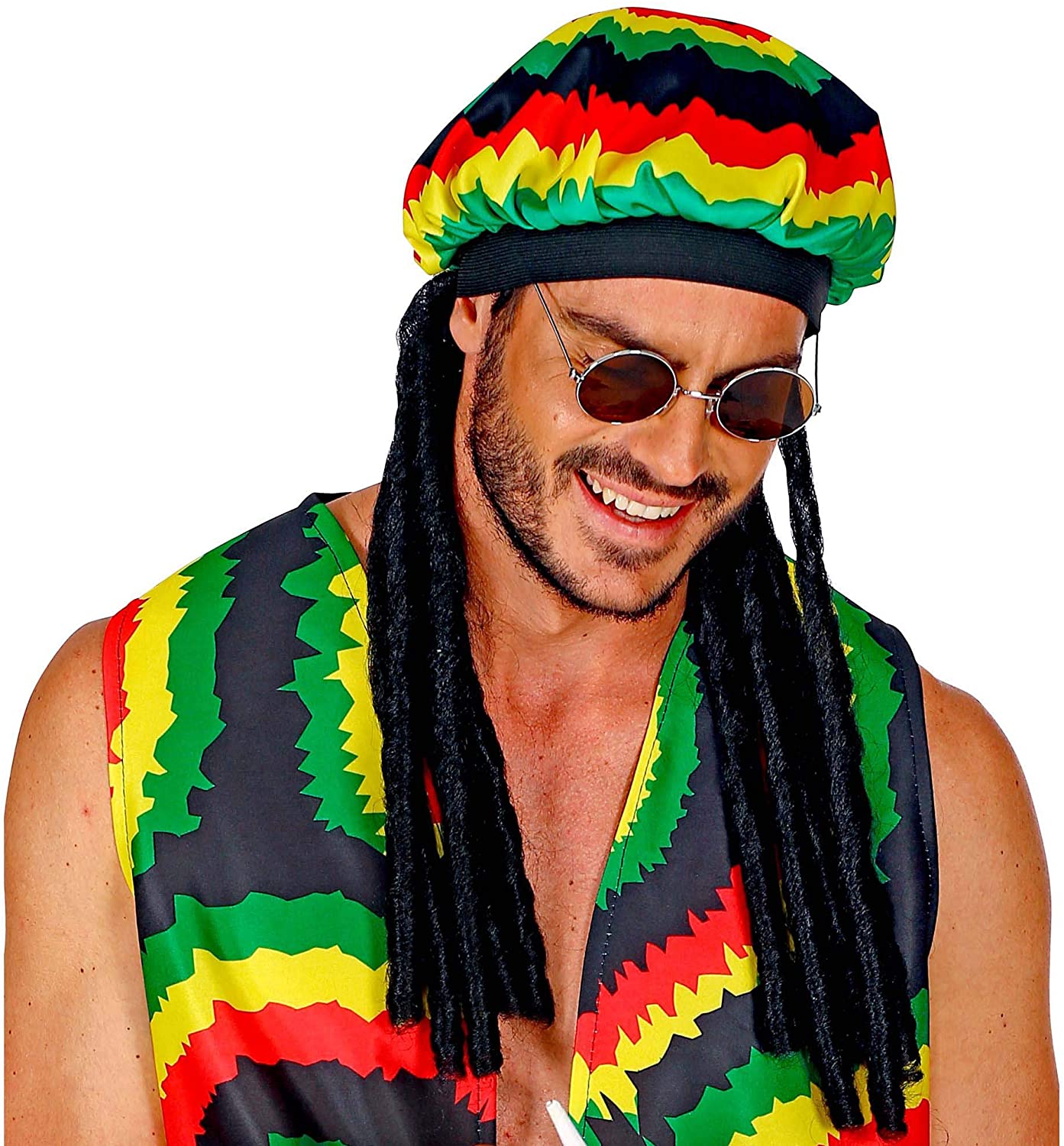 Widmann 01899 Men's Rasta Hat with Dreadlocks Black One Size - Image 2