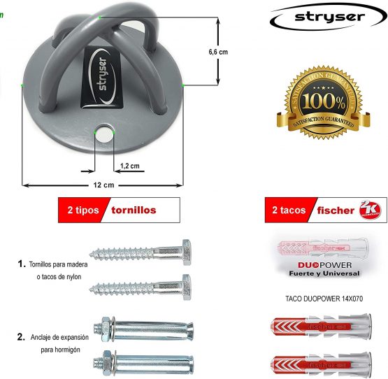 Stryser Ceiling and X-Wall Anchor Bracket for Suspension Straps Gymnastic Rings Yoga Swing Battle Strings Boxing Equipment Includes Screw Set with Fischer Duopower... - Image 3