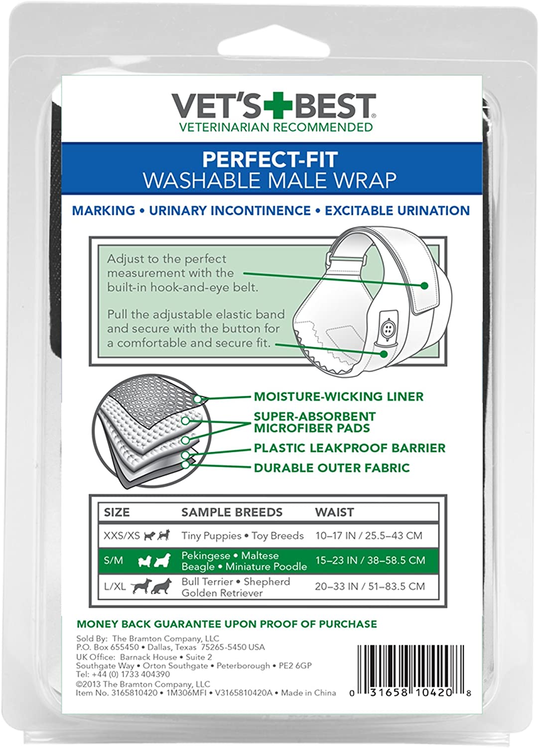 Vet's Best Washable Dog Diapers, Absorbent Wraps with Leak Protection,Excitable Urination, Incontinence, or Marking 1 x Diaper - Image 2