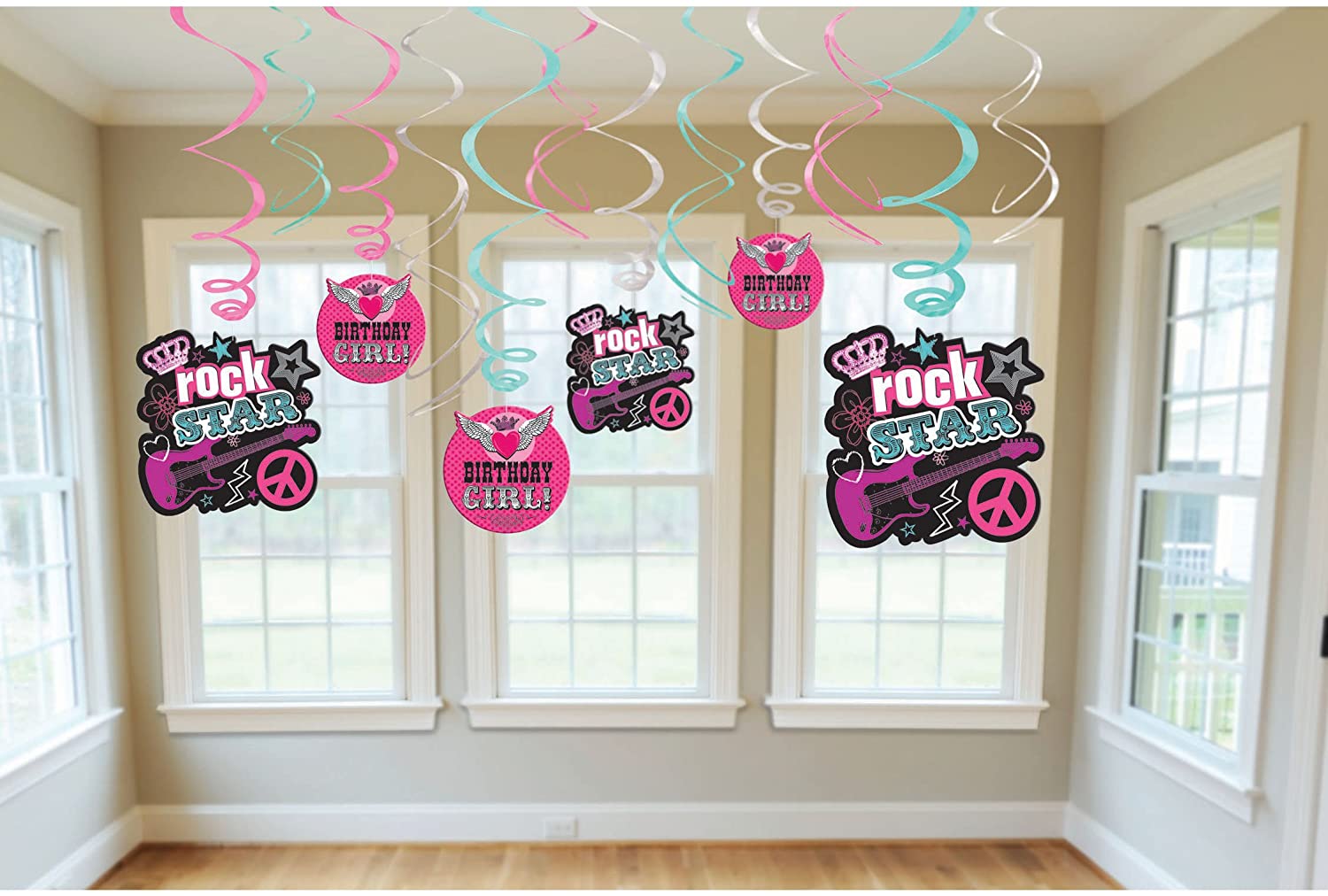 Amscan Rocker Girl Hanging Swirl Decorations