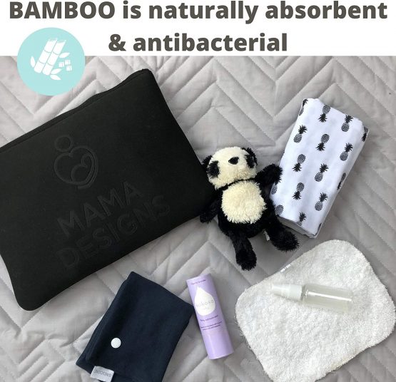 Mama Designs Bamboo Reusable Baby Wipes - 10 Eco Friendly Super Soft Washable Baby Cloths, Naturally Absorbent & Antibacterial Flannels for Delicate Skin Face Hands - Image 3