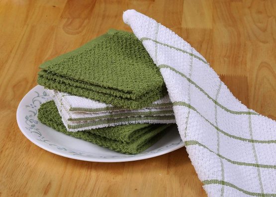 AMOUR INFINI Terry Dish Cloth | Set of 8 | 30 x 30 cm | Durable, Super Soft and Absorbent |100% Cotton Dish Rags | Perfect for Household and Commercial Uses | Yellow - Image 4