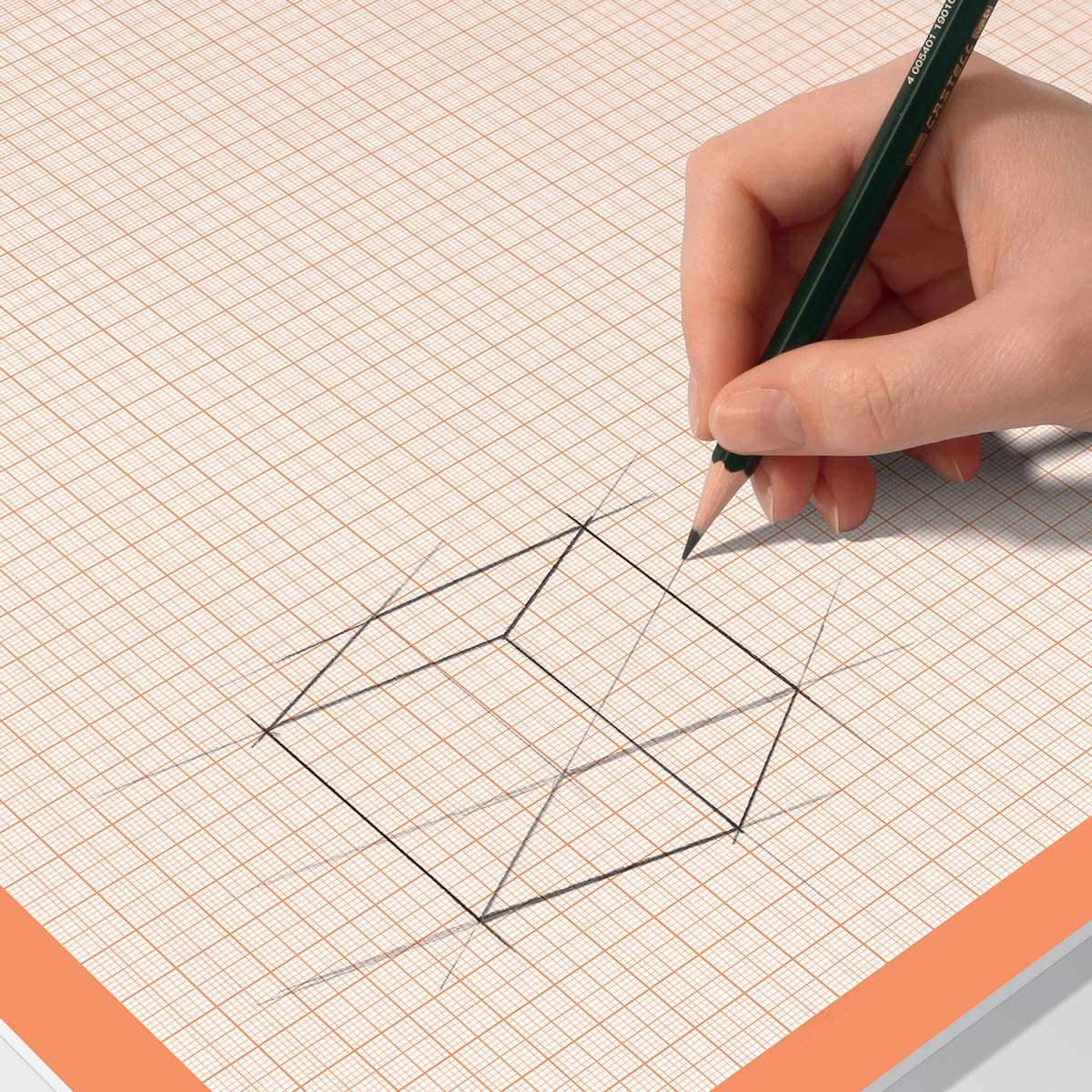 sigel HO270 Paper Desk Pad, Millimeter Squared, A2 (59.5 x 41 cm), 80 GSM, Orange, 30 Sheets - Image 2