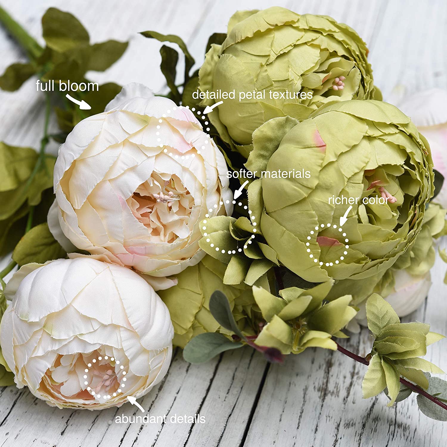 FiveSeasonStuff 2 Bouquet of Peony Silk Artificial Flowers and Hydrangeas/Perfect for Wedding Bridal, Party, Home - Image 2