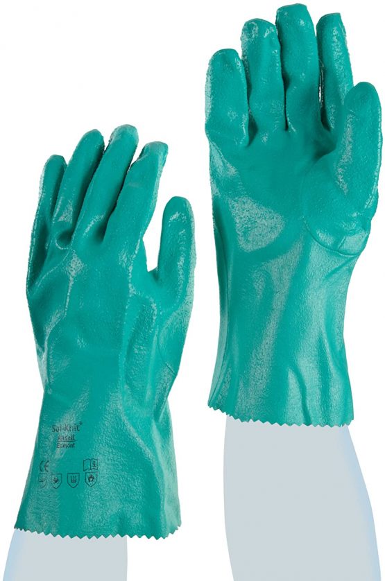 Ansell AlphaTec 39-122 Chemical Protection Work Gloves in Nitrile, Heavy Duty Mechanical and Chemical Resistance, Superior Wet and Dry Grip, Curved Fingers and Thumb, Size XL (12 Pairs)