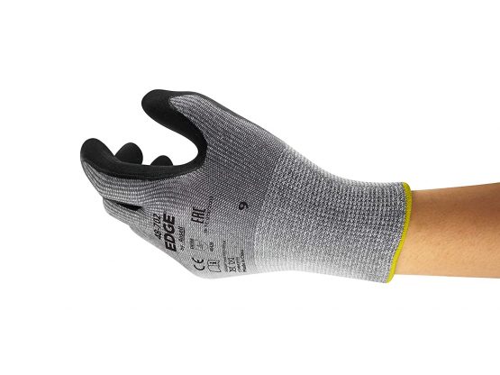 Ansell EDGE 48-702 Work Gloves for Men and Women Cut-resistant for Mechanical, Home Improvement or Industrial Jobs, Grey/Black, Size 9 (12 Pairs)