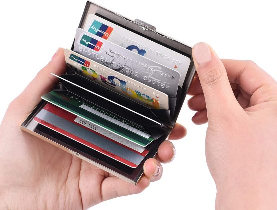 RFID Slim Metal Credit Card Holder Wallet for Ladies and Men,Credit Card Caes for Against Electronic Pickpockets & Identity Theft. (Gold) - Image 2