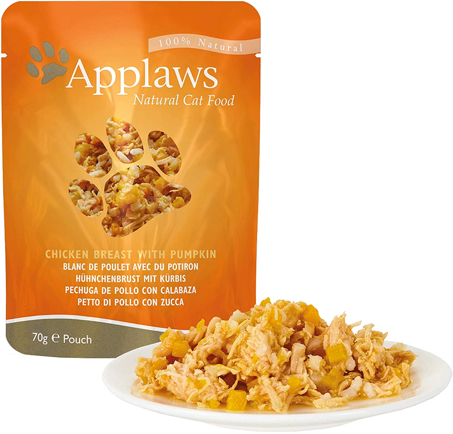 Applaws 100% Natural Wet Cat Food, Chicken Breast and Pumpkin in Broth 70g Pouch, 12x70g Pouches, red, 70 g (Pack of 12) - Image 2