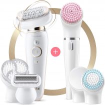 Braun Silk-épil 9 Flex Beauty Set Epilator With Flexible Head for Easier Hair Removal, Electric Shaver & Trimmer, FaceSpa, Pressure Guide, Wet & Dry, UK 2 Pin Plug, 9-100, White