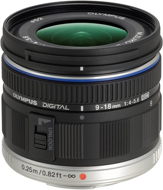 Olympus Mo Digital ED 9-18 mm F4.0-5.6 Lens, Wide Angle Zoom, Suitable for All MFT Cameras (Olympus OM-D & PEN Models, Panasonic G-Series), Black