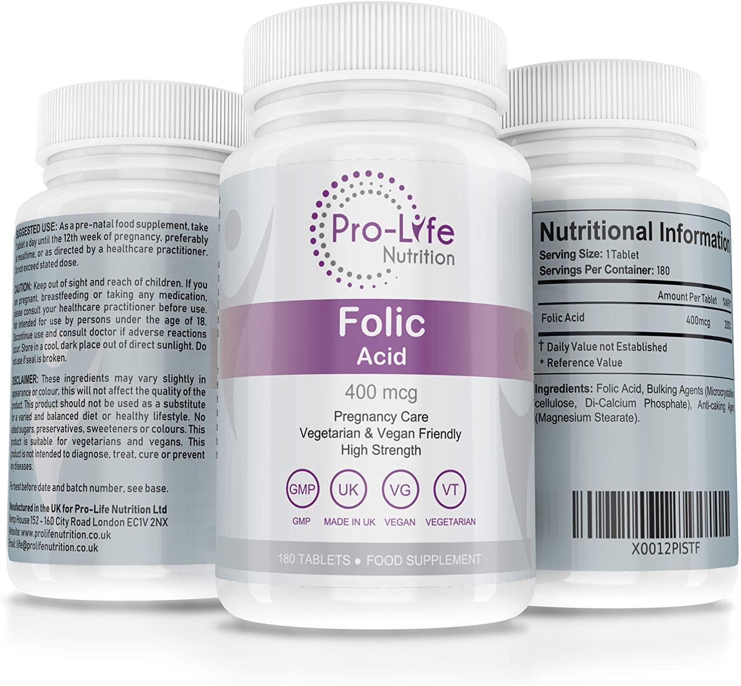 Folic Acid 400 mcg Pregnancy Vitamins 180 Prenatal