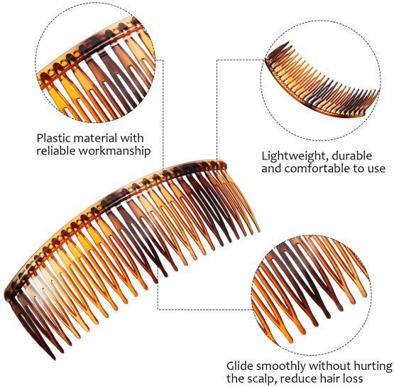 4 Packs Tort Slide Comb Tortoise Shell Side Comb Plain Hair Comb Large Tort Hair Combs Slides 12.5 cm Hair Side Comb Set - Image 3