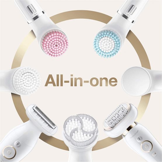 Braun Silk-épil 9 Flex Beauty Set Epilator With Flexible Head for Easier Hair Removal, Electric Shaver & Trimmer, FaceSpa, Pressure Guide, Wet & Dry, UK 2 Pin Plug, 9-100, White - Image 4