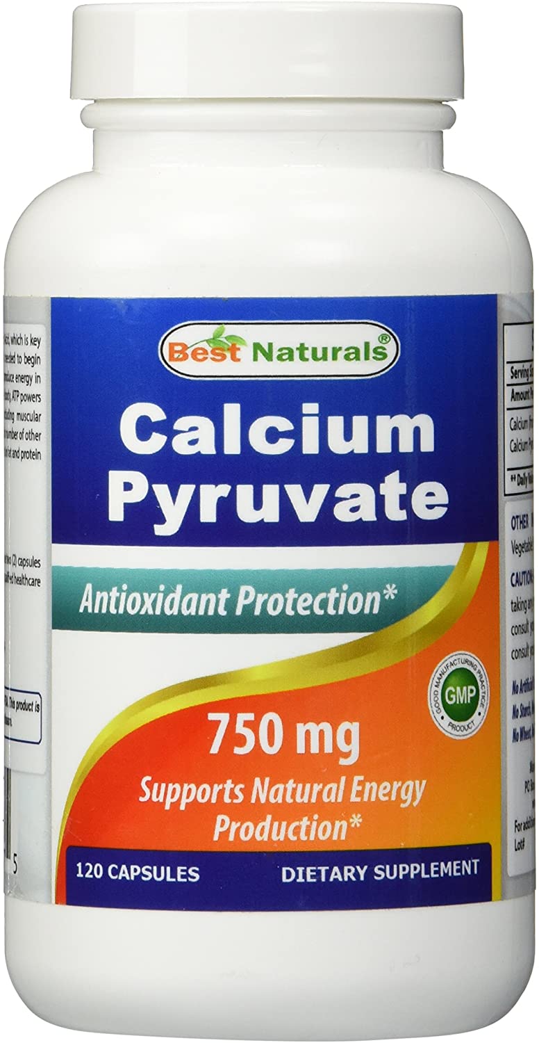 Best Naturals Calcium Pyruvate Fat-Burning Formula for Thighs 750 mg 120 Capsules - Calcium pyruvate for Weight Loss