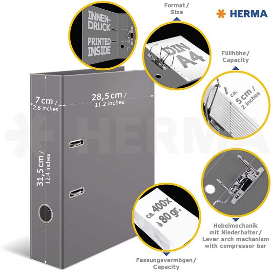 HERMA Lever Arch File Trend Cities with Barcelona Motif, A4, 70 mm Spine, with Inner Print, 1 Folder - Image 3