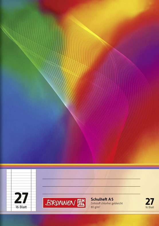 Brunnen 104592702 Exercise Book A5 (16 Sheets, Lined, Margin, Ruling 27)