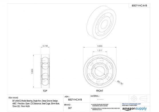 SKF Radial Deep Groove Ball Bearing, 20 ID, Bearing steel - Image 2