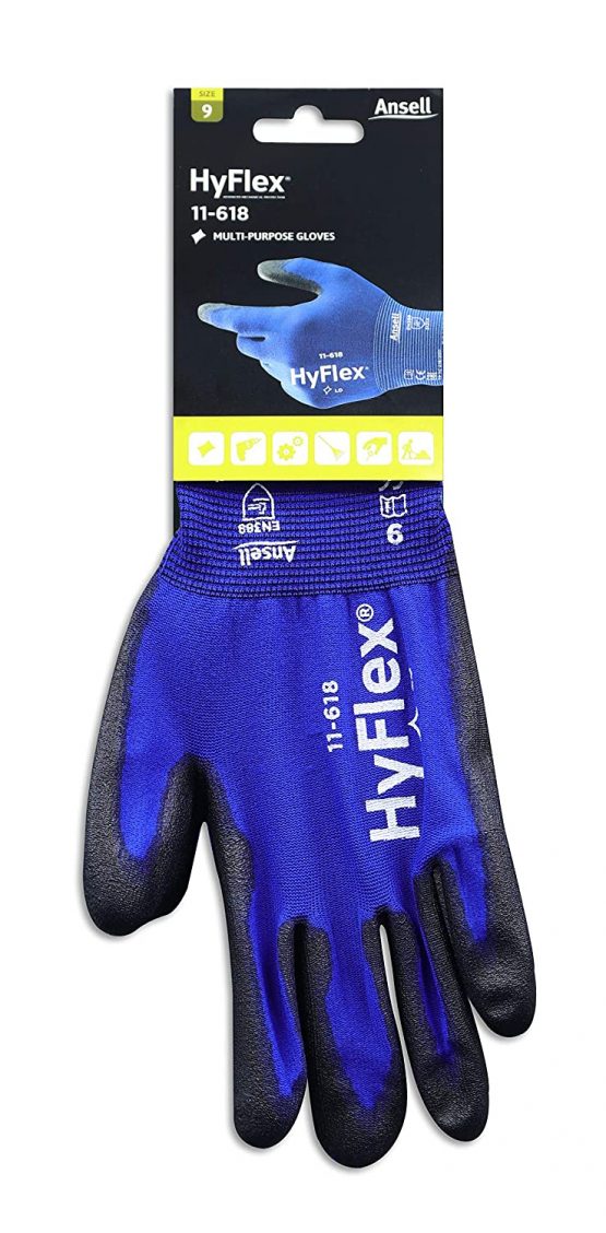 Ansell HyFlex 11-618 Ultra-Thin Work Gloves in Nylon, Multi-Purpose Protection Glove for Professionals, DIY, Industrial, Mechanics, Durable PPE Workwear, Men Women, Blue, Size S (12 Pairs) - Image 2