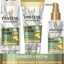 Pantene Grow Strong Shampoo and Hair Conditioner Set with Biotin, Bamboo & Caffeine, Hair Loss Treatment Set with Hair Loss & Hair Growth Shampoo, Hair Conditioner and Hair Thickening Treatment