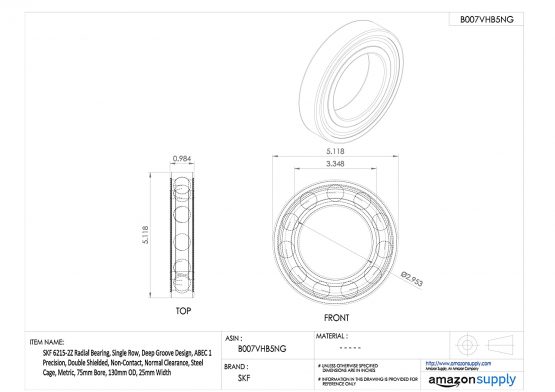 SKF Radial Deep Groove Ball Bearing, 75 ID, Bearing steel - Image 2