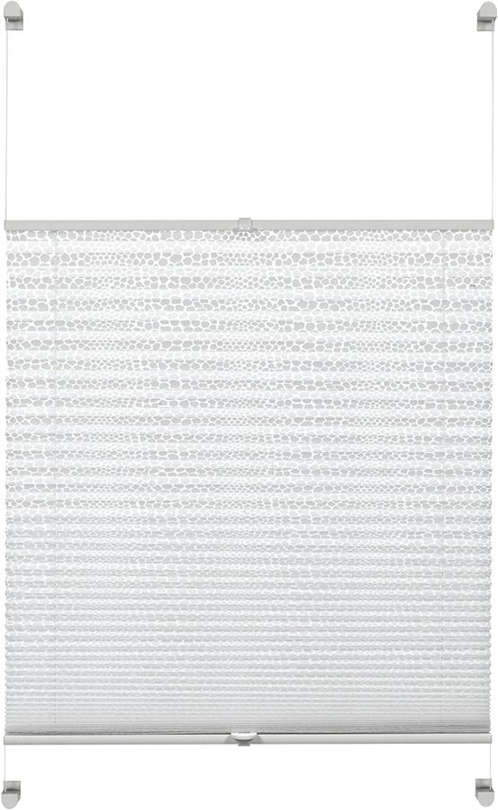 GARDINIA Pleated Blind for Clamping, Opaque Folding Blind, Mounting Kit Included, EASYFIX Pleated Blind Devoré with Two Operating Rails, Dots Patterned, White, 50 x 130 cm (WxH) - Image 2