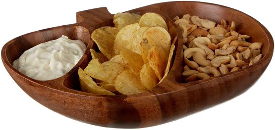 Premier Housewares 1104598 Acacia Wood 3 Section Apple Shape Serving Dish, 5 x 28 x 23 cm , Brown - Image 3