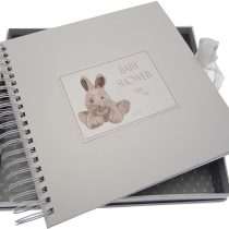 Baby Shower, Card & Memory Book, Silver Bunny