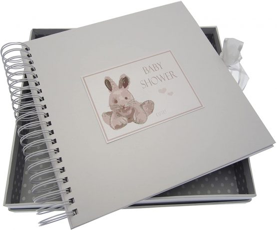 Baby Shower, Card & Memory Book, Silver Bunny