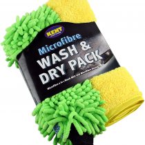 Kent Car Care GKEQ2459 Microfibre Wash Mitt & Drying Cloth Colours May Vary