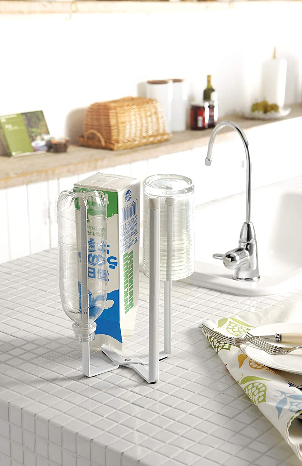 Yamazaki 6784 Tower Kitchen Multi-Use Stand, White, Steel/Silicon Resin, Minimalist, 12 x 10 x 27 cm - Image 2