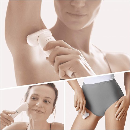 Braun Silk-épil 9 Flex Beauty Set Epilator With Flexible Head for Easier Hair Removal, Electric Shaver & Trimmer, FaceSpa, Pressure Guide, Wet & Dry, UK 2 Pin Plug, 9-100, White - Image 3