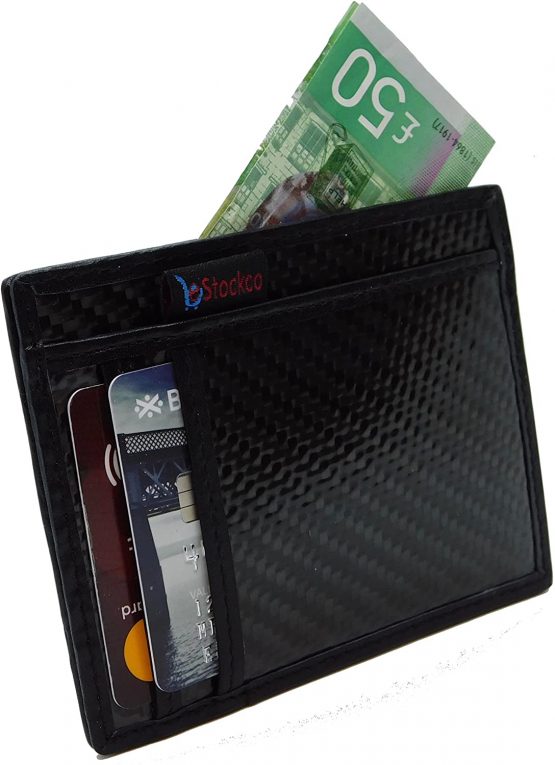 eStockCo Credit Card Wallet Holder Carbon Fibre Leather Trim RFID Protected - Image 2