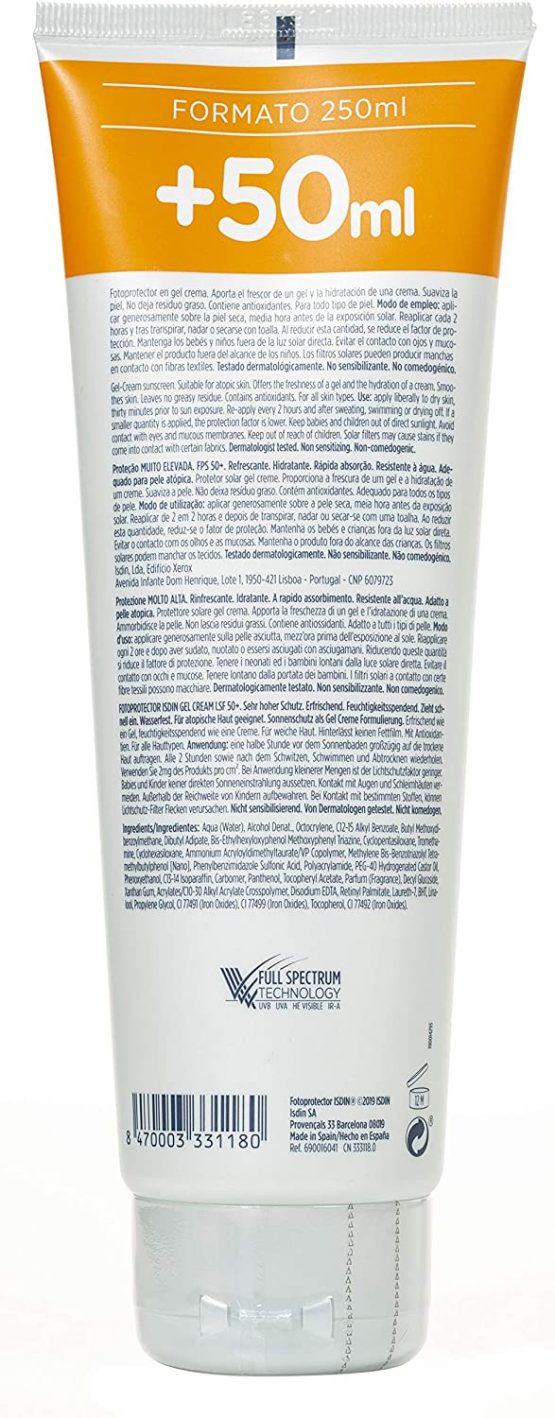 ISDIN Gel Cream SPF 50+ 250ml | Cooling and hydrating body sun cream | Fast absorbing - Image 3