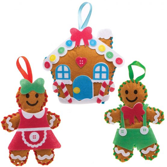 Baker Ross AT165 Gingerbread Decoration Sewing Kits, Christmas Arts and Crafts (Pack of 3), Assorted - Image 3