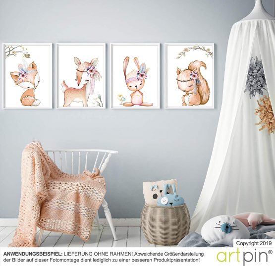 artpin® Children's Room Unicorn Poster A4 Pictures Baby Room Decorative Girls Set of 3 Pictures Wall Art P57 - Image 2