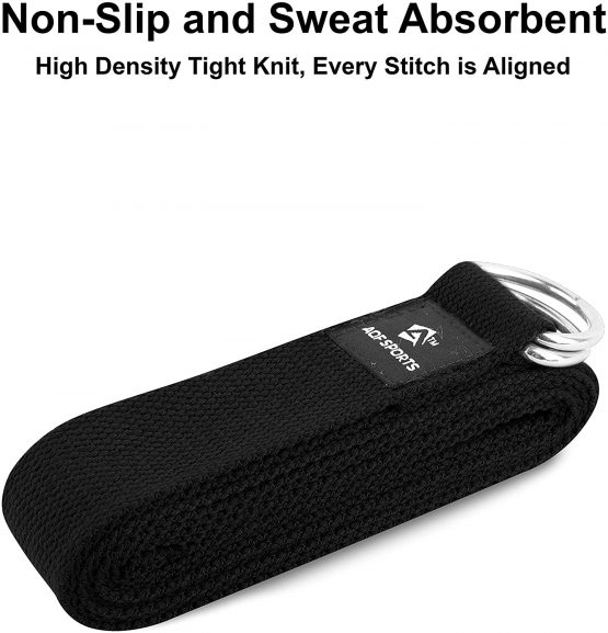 AQF Yoga Strap 1.8M, 2.4M, 3M Soft Cotton Leg Stretcher with D-Ring Buckle Adjustable Fitness Belt for Leg Stretching & Body Stretch Band - Image 2