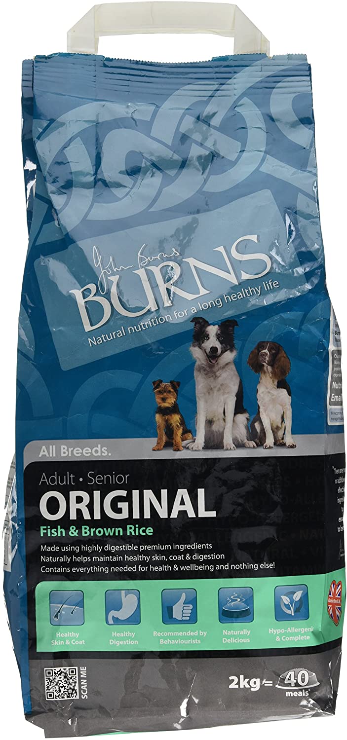 Burns Pet Nutrition Hypoallergenic Complete Dry Dog Food Adult and Senior Dog Original Fish and Brown Rice 2 kg