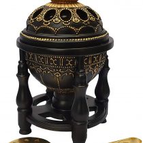am Incense Burner Charcoal Bakhoor Burner Frankincense Resin - Height 7.28 Inches Lavish 4P Black