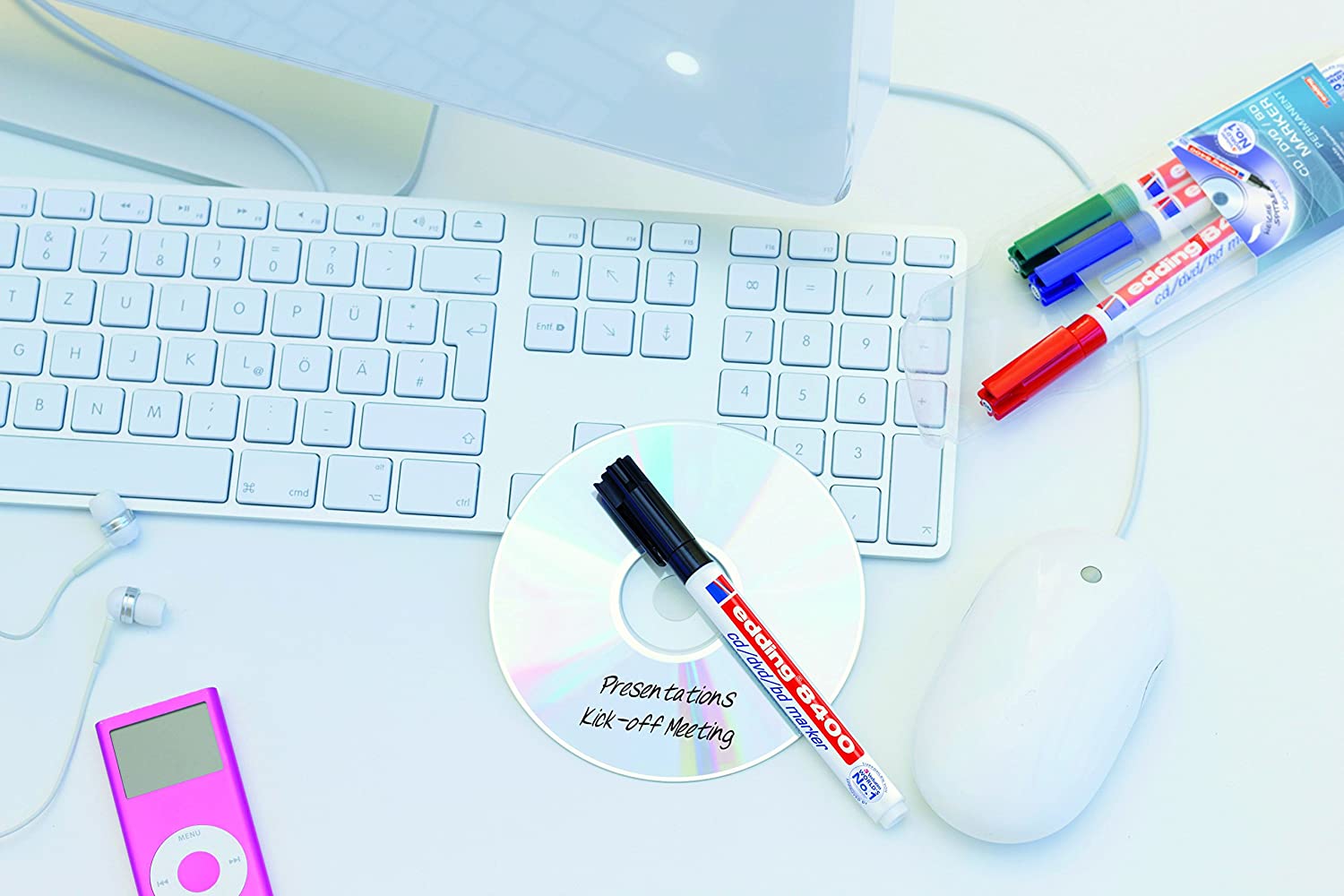edding 8400 CD/DVD/BD marker - red - 1 pen - fine round nib 0.5-1 mm - for permanent labelling of CDs DVDs and Blu-Ray Discs - Image 3