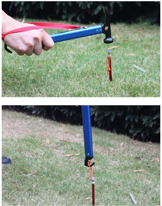 TRIWONDER Camping Mallet Tent Peg Puller Multi-Function Hammer Aluminum High Steel Carbon Hammer with Tent Peg Remover for Outdoor Camping Picnic - Image 4