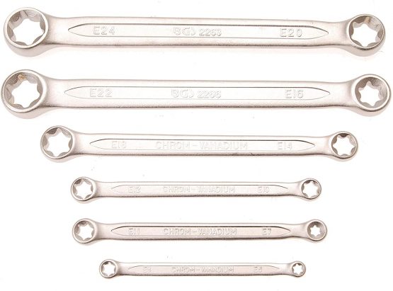 BGS 2268 | Double Ring Spanner Set with E-Type Ring Heads | E6 x E8 - E20 x E24 | 6 pcs. - Image 2